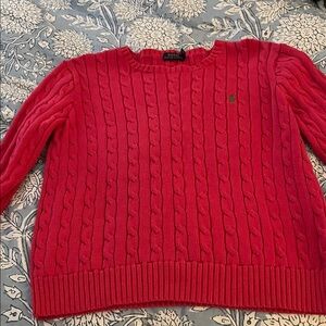 Ralph Lauren Red Cable Knit Sweater